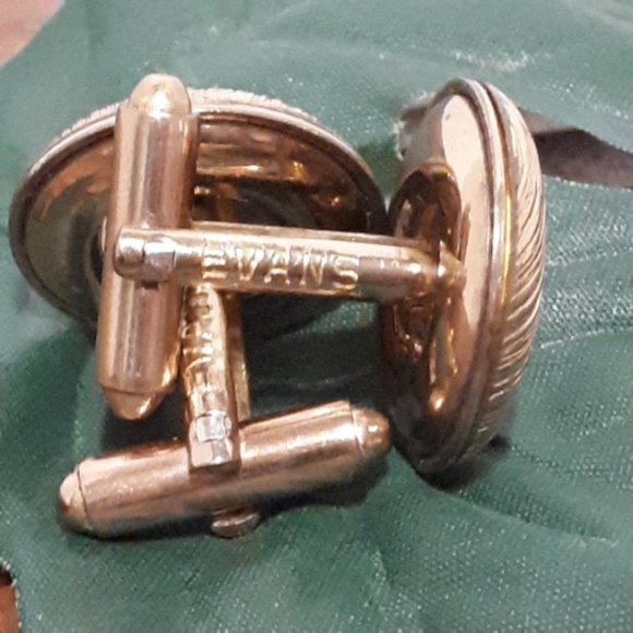 Vintage Evans Cufflinks Gold Tone Brushed - Picture 5 of 5